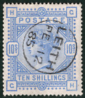 GB QV High Value SG.182 10s Cobalt Superb LEITH 1885 CDS Cat £8, 250 50% PIRED10