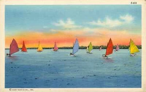 Postkarte Mehrfarbige Segelboote auf dem Leinensee Nicht gepostet - Bild 1 von 2