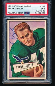 1952 Bowman Large Signed Autographed FRANK ZIEGLER Rookie #119 PSA 5 Auto 10 1/2 - Picture 1 of 2