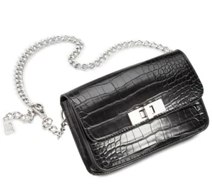 NWT Steve Madden M/L Croc-Embossed Black Belt Bag         BP67 - Picture 1 of 5