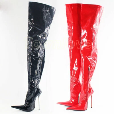 14cm/16cm/18cm Stiletto Heel Extremely Ultra Pointed Toe Sexy Over Knee Boots - Photo 1/4