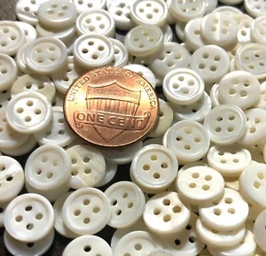 8 PCS ONLY! Tiny Creamy White Mother of Pearl MOP Buttons Almost 3/8" 9mm 11552 - Picture 1 of 7