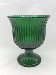 Vintage EO Brody & Co. Green Ribbed Glass Footed Vase Bowl G102 - Picture 1 of 5
