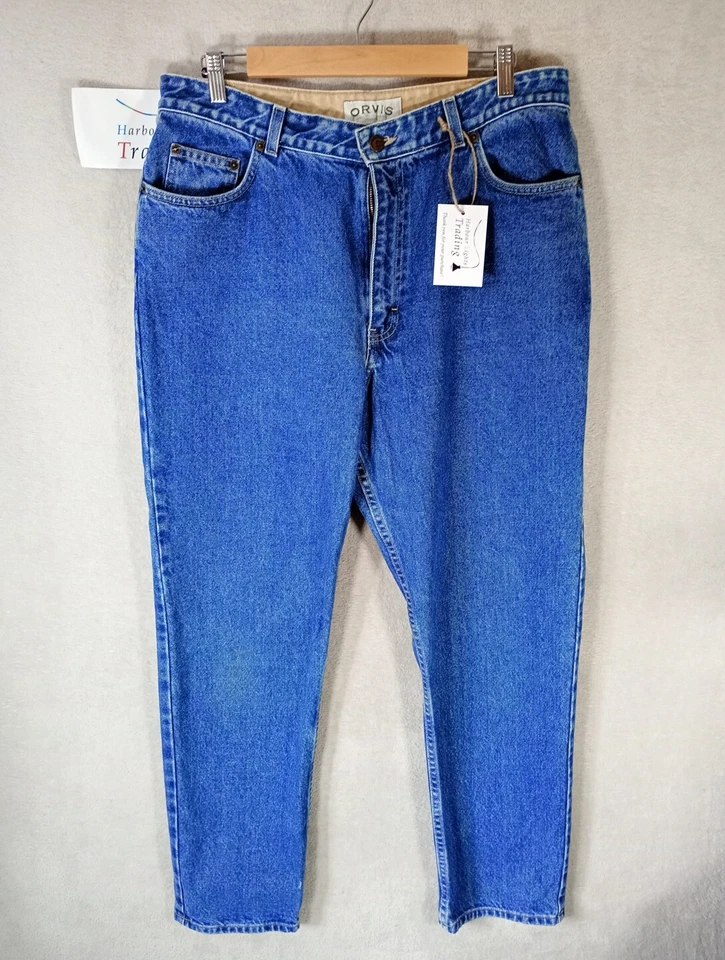 Orvis Jeans Womens UK 16 30 Leg Blue Denim Relaxed Fit Button Fly Designer — 第 1/4 张图片