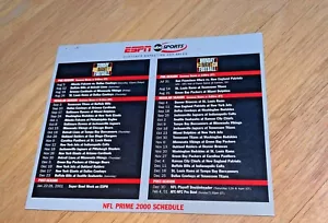 ESPN 2000 - ABC SPORTS - NFL PRIME 2000 CALENDARIO Imán - Imagen 1 de 4
