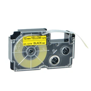 1PK Compatible Casio XR-12YW Black on Yellow EZ Label Tape Cartridge 12mm - Picture 1 of 11