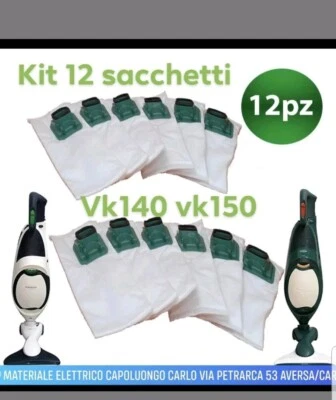 Sacchetti Folletto VK140 VK150 Compatibili Adattabili Con Porta Profumino 12 Pez