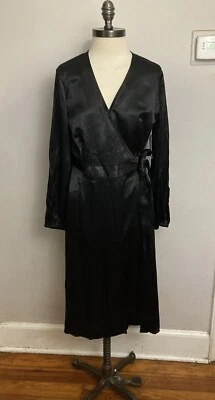 Nine West Black Wrap Dress Medium Satin NWT - Image 1 of 4