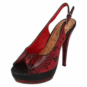 Mujer F10040 Sintético Estampado de Serpiente Abierto Dedos Zapatos de Salón De - Imagen 1 de 9