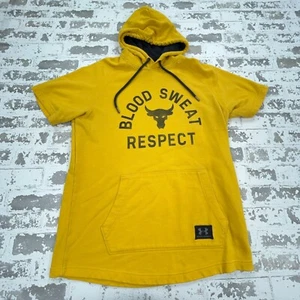 Under Armour Hoodie Men Large Yellow Black Sweatshirt Sweater Project Rock Adult - Picture 1 of 12