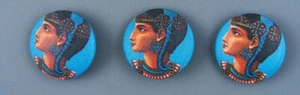 FABRIC COVERED PICTURE BUTTON -SET OF 3 - ANCIENT EGYPT - Picture 1 of 4
