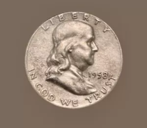 1958 Franklin Half Dollar AU - Picture 1 of 2