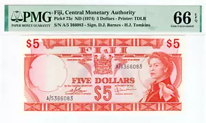 Fiji 1974 5 Dollars PK 73c PMG 66 EPQ - Picture 1 of 2