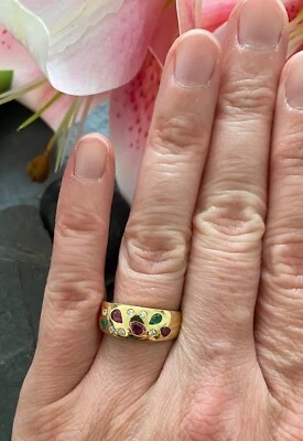 Ring 18 Karat 750 Gelbgold Smaragden Rubinen Brillanten Größe: 55 - Bild 1 von 4