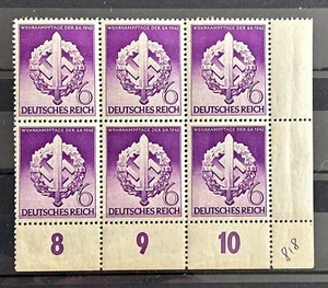 1942 German block of 6 stamps SA - Sportbadge 6 rpf swastika MH* /802 - Picture 1 of 1