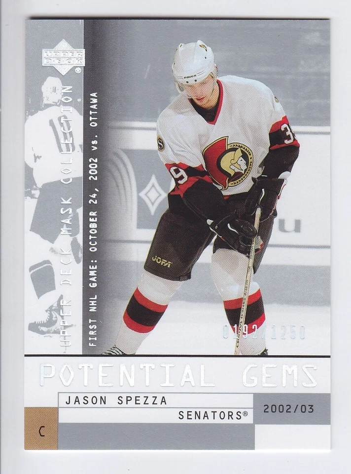 2002-03 UD MASK JASON SPEZZA RC /1250 ROOKIE POTENTIAL GEMS #178 Upper Senators - Image 1 of 1
