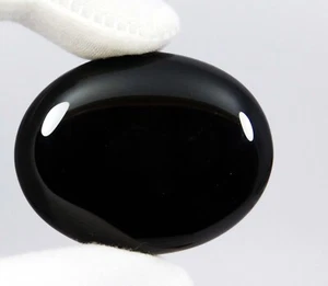 Natural Black Onyx 69.20 Ct Oval Cabochon Amazing Loose Gemstone For Jewelry - Picture 1 of 8