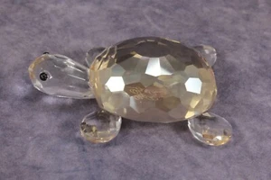 Oleg Cassini 3" Pale Amber Faceted Art Glass Turtle Figurine - Picture 1 of 7