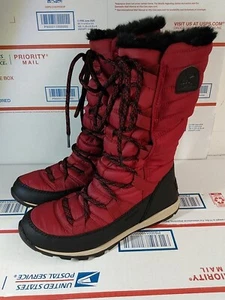 Sorel Whitney Tall Lace Boots Women’s 6.5 RED Fur Waterproof NL2742-611 - Picture 1 of 18