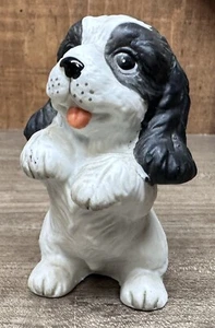 Vintage Cocker English Spaniel Ceramic Dog Figurine Black and White 3.5" - Picture 1 of 6