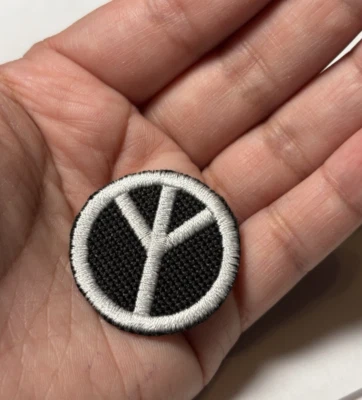 Peace Sign MINI Iron-On/Sew-On Embroidered Patch Cobweb Patch 1.25 inch - Image 1 of 2