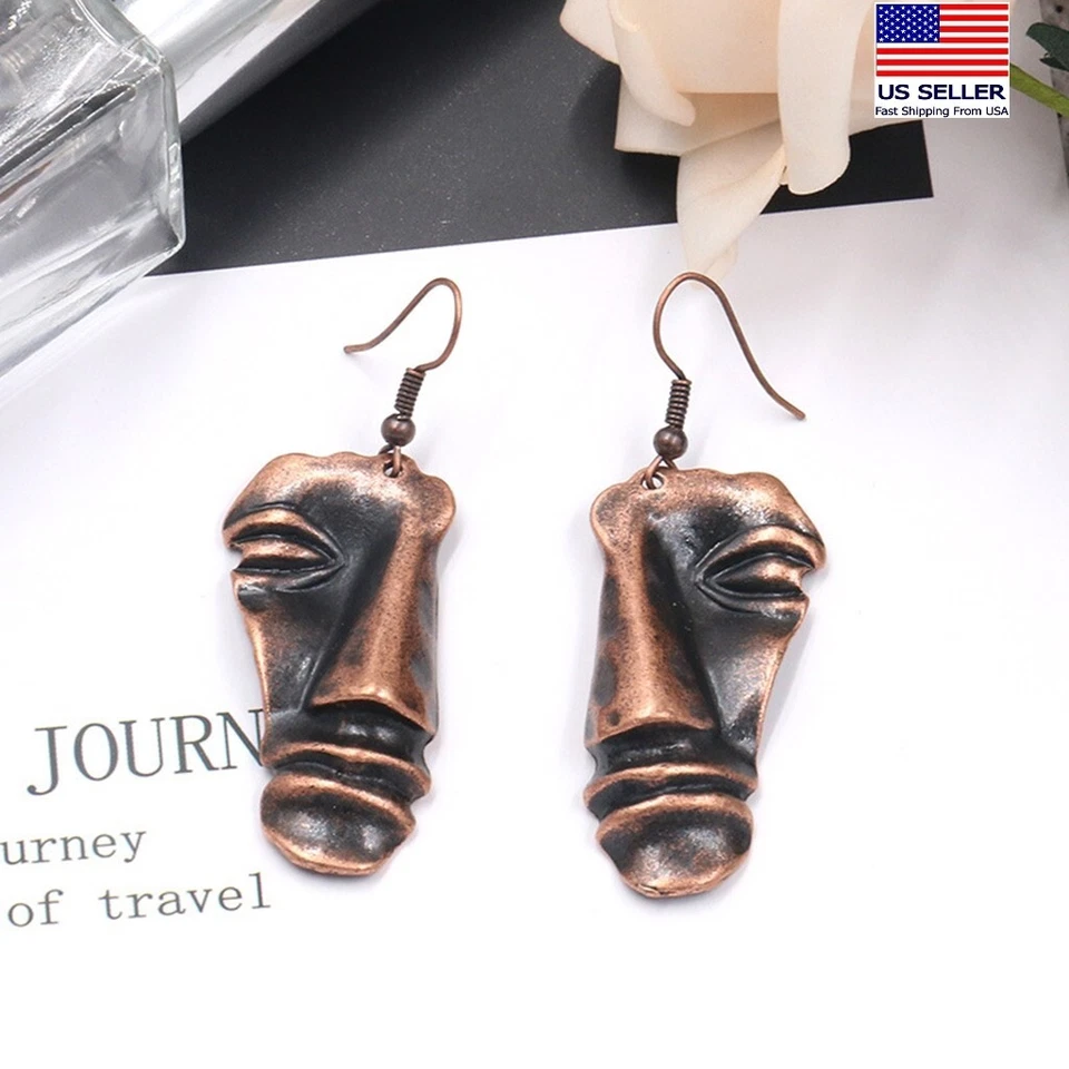 Moda Mujeres Vintage Pendientes Bohemios Bronce Abstracto Clásico Máscara Facial 1532 Foto 1 de 4