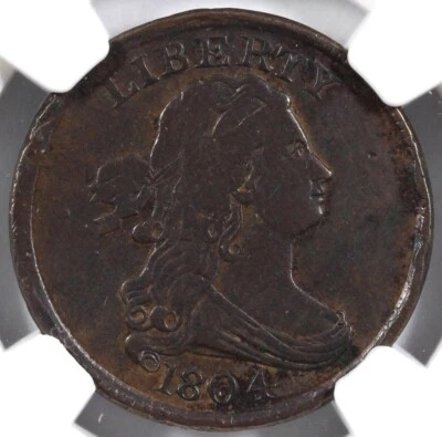 1804 1/2c Draped Bust Half Cent NGC Environmental Damage - Image 1 of 4