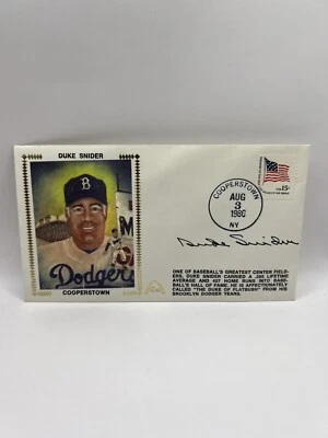 Duke Snider Signed 1980 First Day Cover FDC Envelope Cachet Beckett L1 - Image 1 of 3