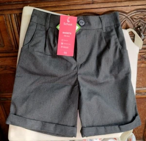 Boys Grey Adjustable Waist School Shorts with Pockets - Age 9 Years (134cm) TU - Picture 1 of 12