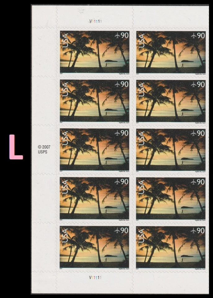 US C143 Airmail Hagåtña Bay Guam 90c plate block 10 L MNH 2007 - Image 1 of 1