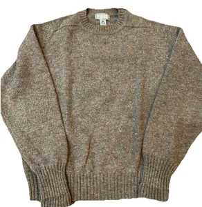 Vintage 80er Christopher Hayes Herren Large hellbraun Shetland Wolle Pullover Opa Fischer - Bild 1 von 13