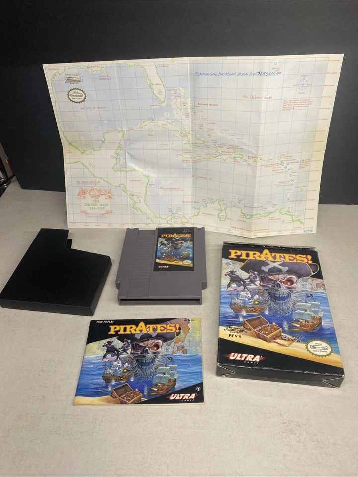 PIRATES! (NINTENDO NES, 1991) CIB Complete W/ Map - Image 1 of 4
