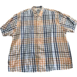 Tommy Bahama 100% Linen Short Shirt Mens 2XL Relaxed Plaid Summer Beach Casual - Picture 1 of 9