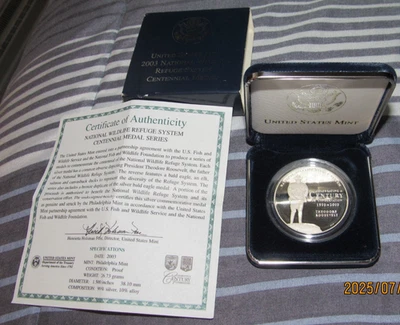 BU 2003 Silver National Wildlife Refuge System Medal: CANVASSBACK Duck (Proof) - Image 1 of 4