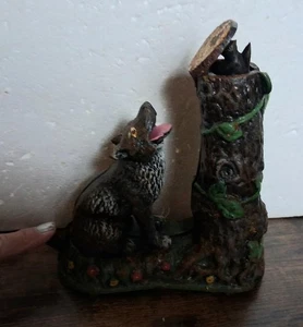 Wolf Squirrel  Mechanical Bank Hubley Cast Iron Collectible Gift - Picture 1 of 3