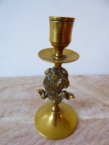 Vintage Messing Bulldogge Kerzenständer, 6,5 cm - Bild 1 von 2