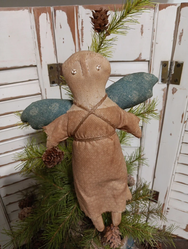 Primitive Folk Art  Cupboard Prairie Doll Angel Ornament  - Image 1 of 1