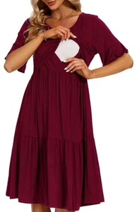NEW Smallshow Women's Maternity Nursing Dress Ruffle Short Sleeve Size XL - Picture 1 of 4