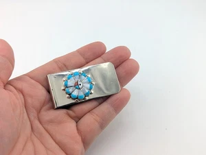 Einheimische handgefertigte Silber Geldklammer Zuni Pueblo Sunface NA Herren Accessoires - Bild 1 von 7