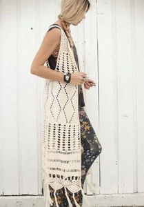 Spell Long Vest One Size ‘Dylan’ Sleeveless Festival Maxi Duster - Picture 1 of 9