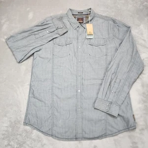 prAna Hollis Shirt Mens XL Slim Fit Long Sleeve Western Organic Cotton - Picture 1 of 17