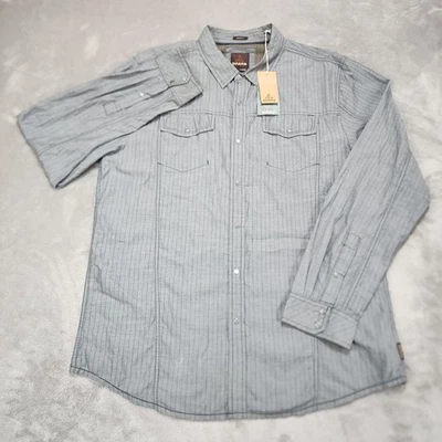 prAna Hollis Shirt Mens XL Slim Fit Long Sleeve Western Organic Cotton - Image 1 of 4