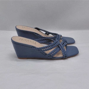 Journee Collection Baylen Wedge Sandals Women's 7.5 Blue Slip On Casual Shoes - Picture 1 of 10