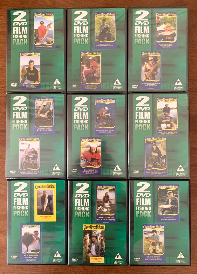 Clean River Fishing 9 DVD Collection - Pole Catfish Pike Bob Nudd... (18 DVDs) - Image 1 of 3
