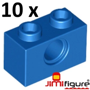 NEW 10 x LEGO Technic Brick 1x2 with Hole Blue 3700 Genuine Bulk Lot Bright 2x1 - Picture 1 of 1