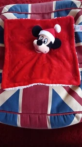 Disney Primark Baby Mickey Mouse With Santa's Hat Red Comforter Blanket VGC - Picture 1 of 8