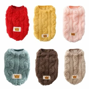 Cute Wavy Double-sided Pet Sweater Soft Puppy Kitten Coat for S M Dog - Picture 1 of 40