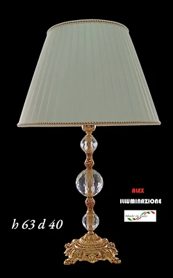 Lampada da Tavolo Elegante grande cristallo sfera riporti oro francese lucido - Immagine 1 di 4