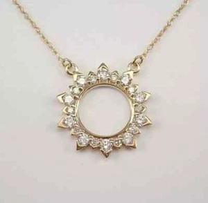 Sun Starburst Necklace Round Cut Diamond Lab-Created 14k Yellow Gold Plated 2Ct - Picture 1 of 7