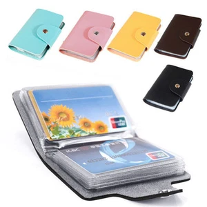 Men's 24 Cards Slim PU Leather ID Credit Card Holder Pocket Case Purse Wallet - Picture 1 of 15